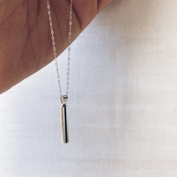 black line necklace【silver925】シンプル　シルバー　シルバー925 いぶし 3枚目の画像