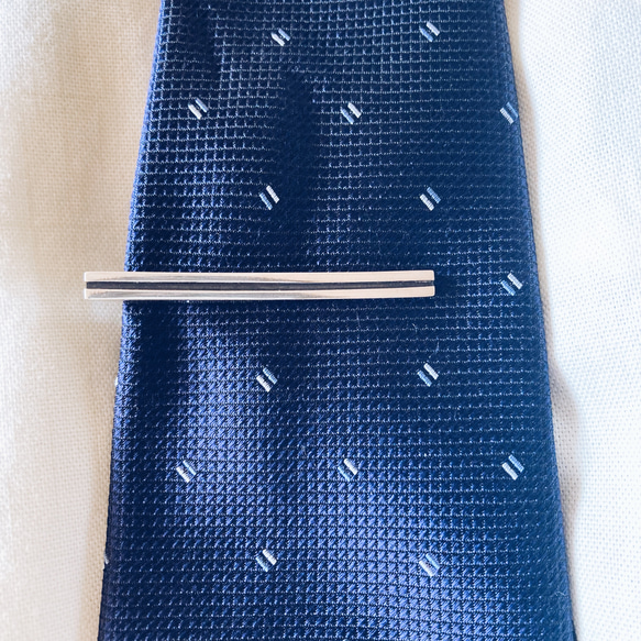 black line necktie pin【silver925】 ネクタイピン シルバー925 いぶし 11枚目の画像