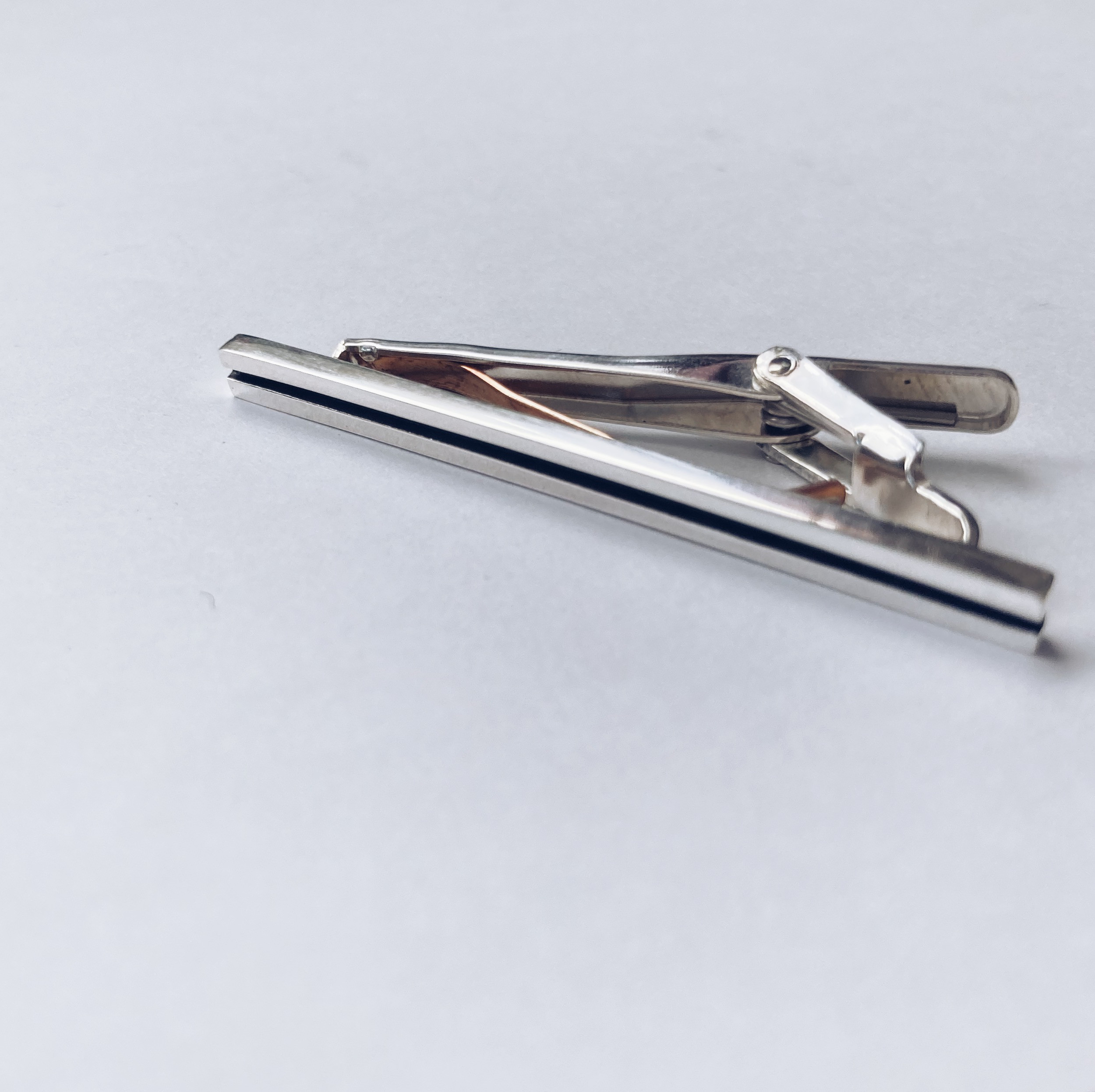 black line necktie pin【silver925】 ネクタイピン シルバー925 いぶし