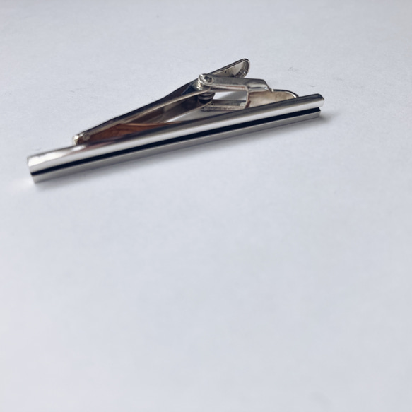 black line necktie pin【silver925】 ネクタイピン シルバー925 いぶし 10枚目の画像