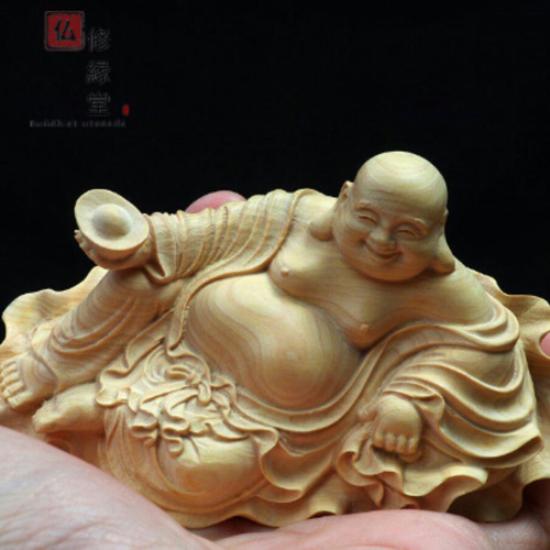 極上彫 木彫り 仏像 七福神弥勒仏 布袋様 彫刻 仏教工芸品 柘植材 極上彫 木彫り 仏像 七福神弥勒仏 布袋様 彫刻 仏教工芸品 柘植