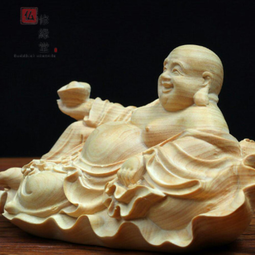 極上彫 木彫り 仏像 七福神弥勒仏 布袋様 彫刻 仏教工芸品 柘植材 極上彫 木彫り 仏像 七福神弥勒仏 布袋様 彫刻 仏教工芸品 柘植