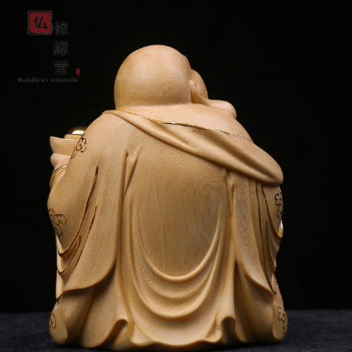 極上品 木彫仏像 七福神 布袋様 彫刻 本金 切金 天然木檜材 F 極上品 木彫仏像 七福神 布袋様 彫刻 本金 切金 天然木檜材 F