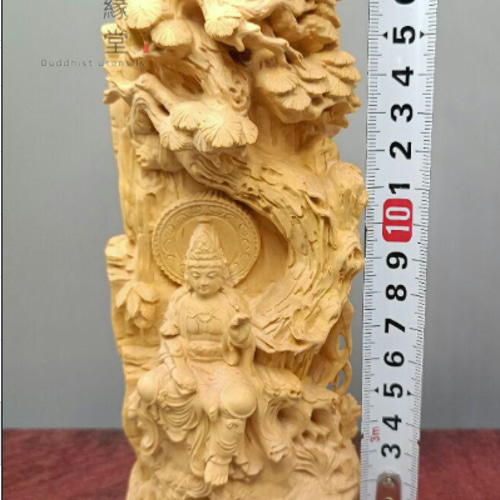 放送大学 割引 彫刻 自在観音菩萨座像 樹藤観音 仏像 木彫り 仏教工芸 F 柘植材 彫刻・オブジェ