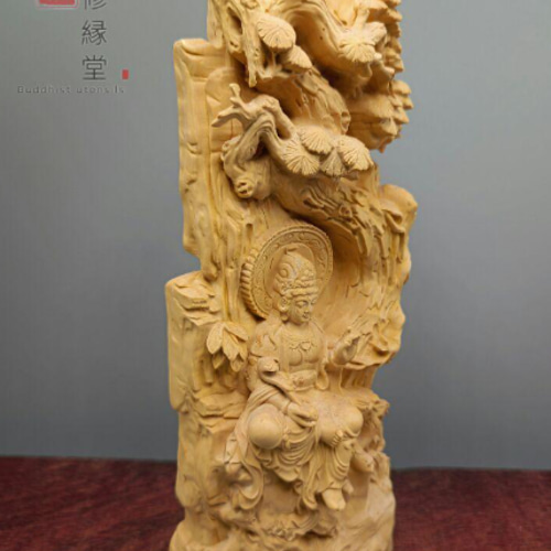 木製仏像風彫刻 約123cm 木彫り 仏像 樹藤観音 自在観音菩萨座像 彫刻 仏教工芸 柘植材 F 彫刻