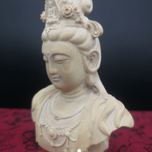 彫刻置物 観音菩薩 観音仏頭 木彫仏像 禅意 コレクション F 彫刻