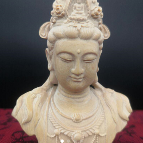 彫刻置物 観音菩薩 観音仏頭 木彫仏像 禅意 コレクション F 彫刻
