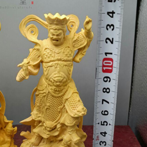 最高級 木彫り 仏像 四天王立像一式 柘植材 仏教工芸 精密彫刻 F 彫刻
