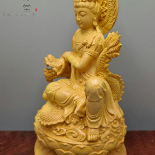 修縁堂】極上品 木彫仏像 御龍観音菩薩立像 龍上観音 切