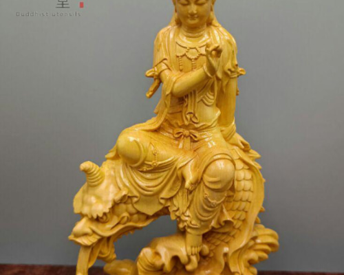 木彫りの観音様 仏像専門店 仏像屋 / 天然ツゲ 黄楊 柘植 木彫り彫刻観音像 観音菩薩坐像