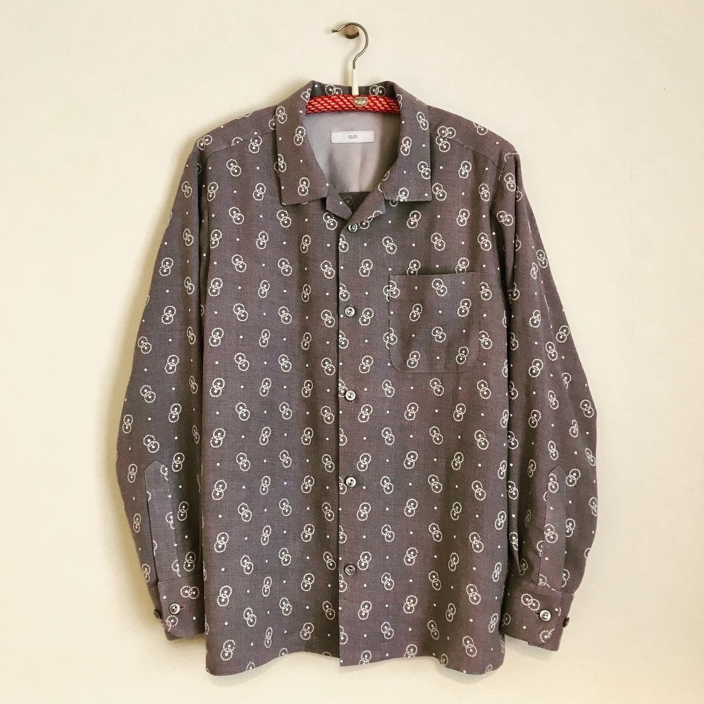 1940〜50年代vintageファブリックのオープンカラーシャツ