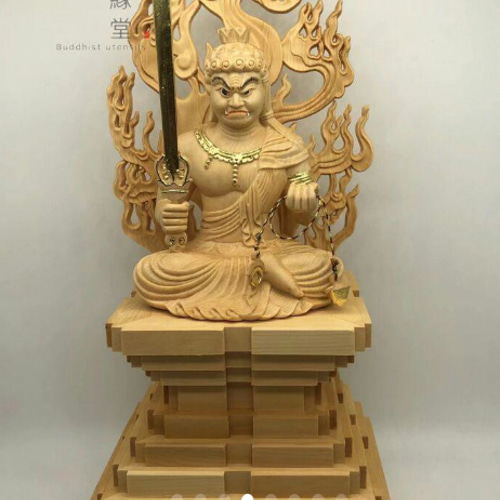 珍品 木彫り 仏像 五大明王神像 彫刻 彩繪 本金 切金 天然木檜材 珍品 木彫仏像 五大明王神像 彫刻 本金 切金 天然木檜材 仏教