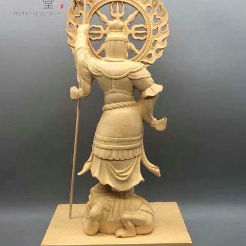 修縁堂】最高級 木彫仏像 四天王立像一式 一刀彫 天然木檜材 彫刻