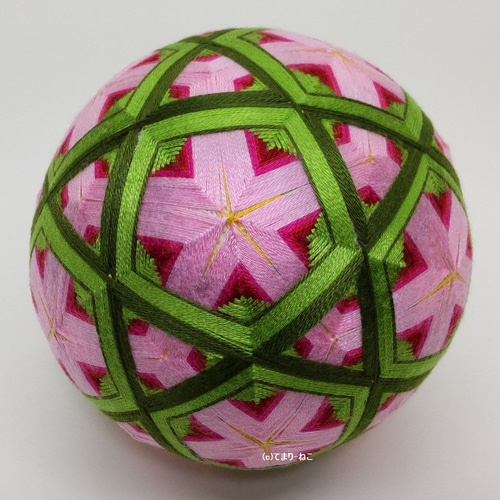 手毬猫の店 てまり「桃」緑地10cm 手まり 手毬 手鞠 四季の飾り物