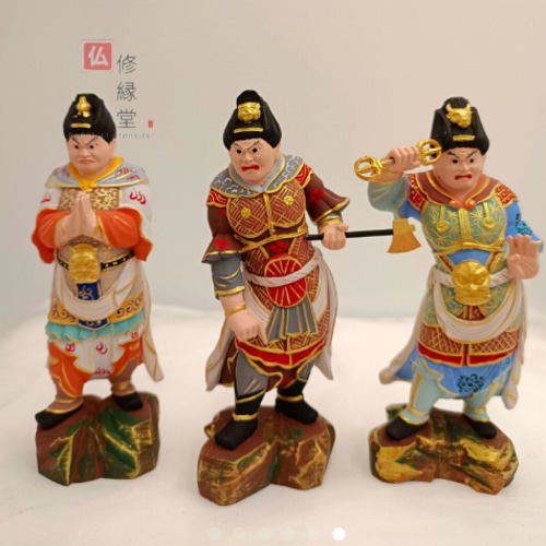 珍品 木彫仏像 十二神将立像一式 彫刻 彩繪 本金 切金 天然木檜材 F 
