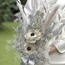 花　アートフラワーブーケ　アートフラワー　造花　カラー　シルバーシネラリア 花 アートフラワーブーケ アートフラワー 造花 カラー シルバーシネラリア
