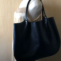 日本製　コロンと本革トートバッグ3L ：黒　ブラック 3枚目の画像