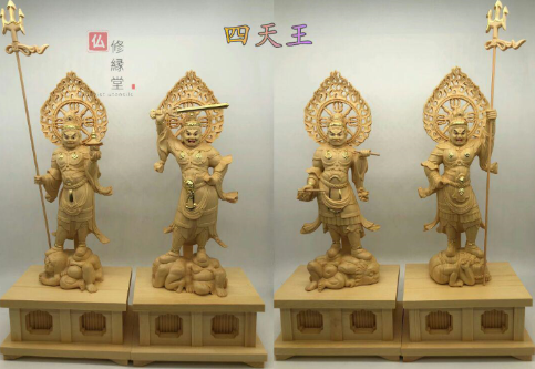 最高級 木彫仏像 四天王立像 彫刻 本金 切金 天然木檜材 仏教 最高級 木彫仏像 四天王立像 彫刻 本金 切金 天然木檜材 仏教