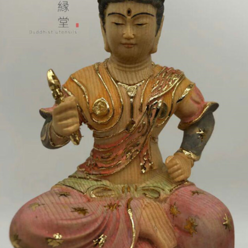 【修縁堂】最高級 木彫り 仏像 帝釈天座像 彫刻 彩繪 本金 切金 天然木檜材 修縁堂】最高級 木彫り 仏像 帝釈天座像 彫刻 彩繪 本金 切金