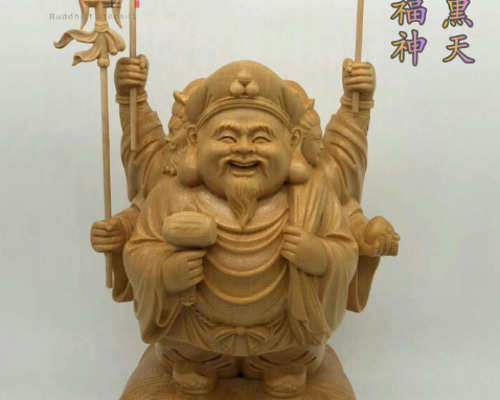 【仏師系 隆厳大黒天 木彫 約14㎝ 幕末明治頃】仏像民間信仰郷土玩具民藝古美術 珍品 木彫仏像 福神三面大黒天立像 彫刻 一刀彫 天然木檜材 仏教工芸 F