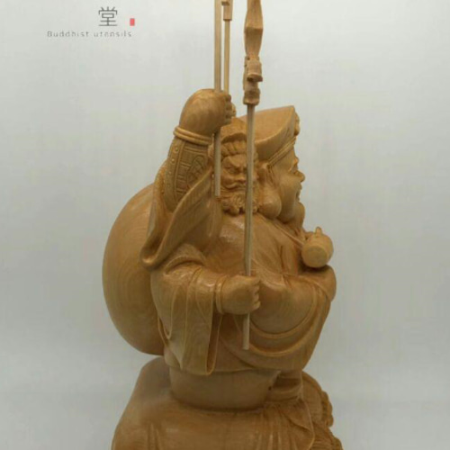 珍品 木彫仏像 福神三面大黒天立像 彫刻 一刀彫 天然木檜材 仏教工芸 F