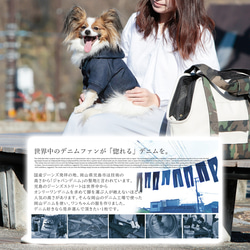 ENTRAMBI 岡山デニム 犬服 パーカー リジット デニム 日本製 小型犬 インディゴプレーン 3枚目の画像