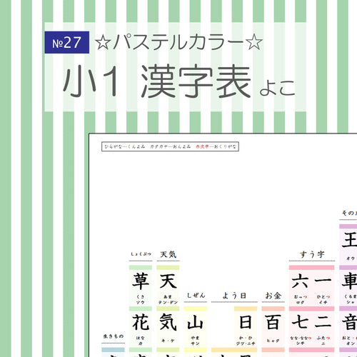 №27 小学校1年生 漢字表 横 雑貨・その他 ✨Liru✨ 通販