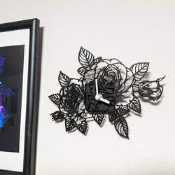 Rose 薔薇 バラの花 ローズ ラインアート 3Dプリンター 掛時計 黒 インテリア雑貨 4枚目の画像
