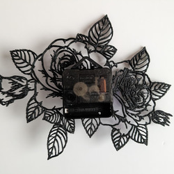 Rose 薔薇 バラの花 ローズ ラインアート 3Dプリンター 掛時計 黒 インテリア雑貨 3枚目の画像