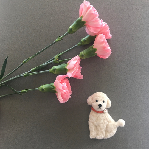 羊毛フェルト トイプードルちゃんのブローチ♪ 羊毛フェルトトイプードルブローチ 羊毛フェルトトイプードル トイ