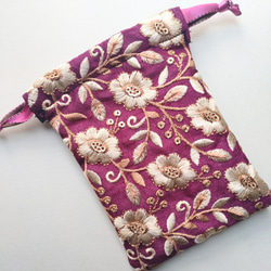インド刺繍リボンのミニ巾着 5枚目の画像