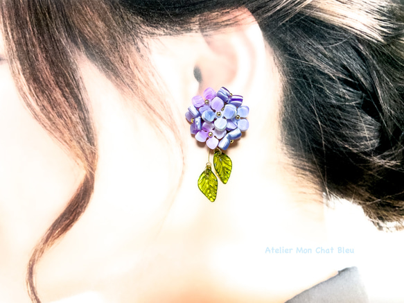 〈再販〉紫陽花のピアス　ほんのりパープル 7枚目の画像