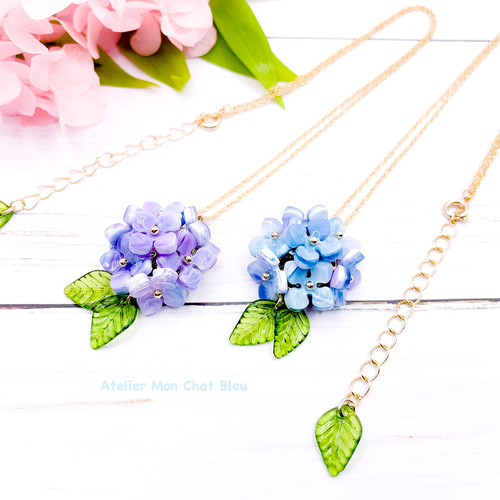 紫陽花のネックレス ほんのりパープル ネックレス・ペンダント