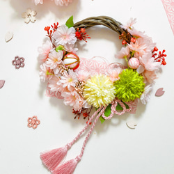 春風桜と春色マムのリース 3枚目の画像