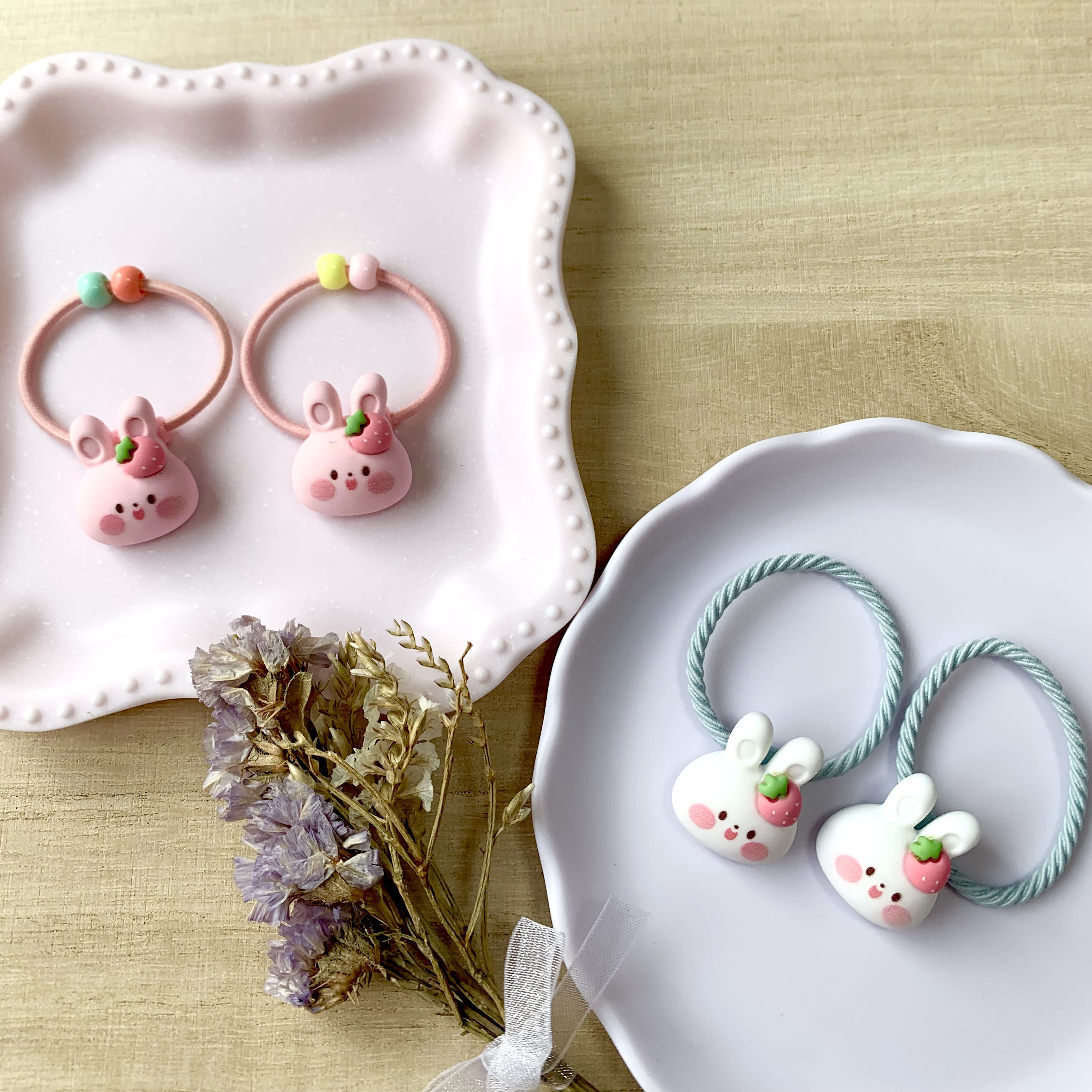 ヘアゴム うさぎ 秋の色草 キラキラ