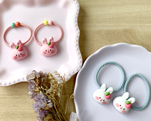 キラキラ コスモス 秋の里 うさぎ ハート ヘアゴム キラキラ コスモス