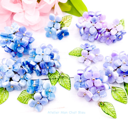 〈再販〉紫陽花のピアス　ほんのりブルー 16枚目の画像