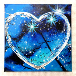 アクリル画】＊「blue moment」＊原画 手書き ハート 癒される絵
