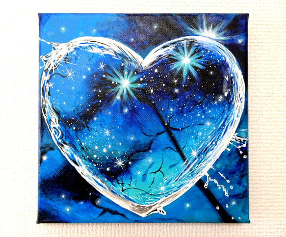 アクリル画】＊「blue moment」＊原画 手書き ハート 癒される絵 水の