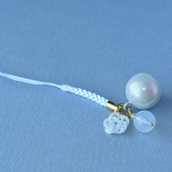 【完全受注製作】“あなただけのための”ムーンクォーツ＋梅結び＋水琴鈴の根付 9枚目の画像