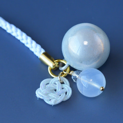 【完全受注製作】“あなただけのための”ムーンクォーツ＋梅結び＋水琴鈴の根付 3枚目の画像