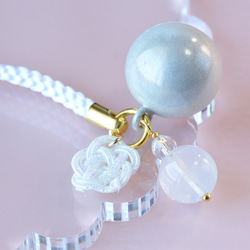 【完全受注製作】“あなただけのための”ムーンクォーツ＋梅結び＋水琴鈴の根付 1枚目の画像