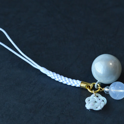 【完全受注製作】“あなただけのための”ムーンクォーツ＋梅結び＋水琴鈴の根付 7枚目の画像