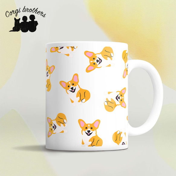 コーギー パターン柄 】 マグカップ お家用 犬 ペット うちの子