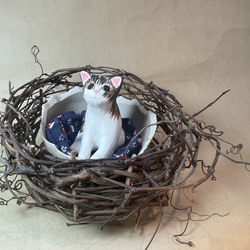 陶器で作った「たまごに入った猫ちゃん」 2枚目の画像