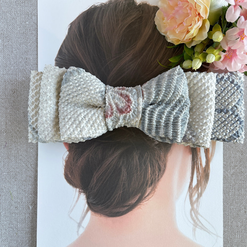 髪飾り(和装)194 正絹帯生地リボン （3歳女の子の七五三髪飾り！華やか  