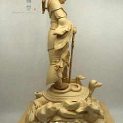 最高級 木彫り 仏像 北辰妙見菩薩立像 彫刻 本金 切金 天然木檜材 F 4枚目の画像