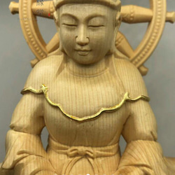 最高級 木彫り 仏像 北辰妙見菩薩立像 彫刻 本金 切金 天然木檜材 F 2枚目の画像