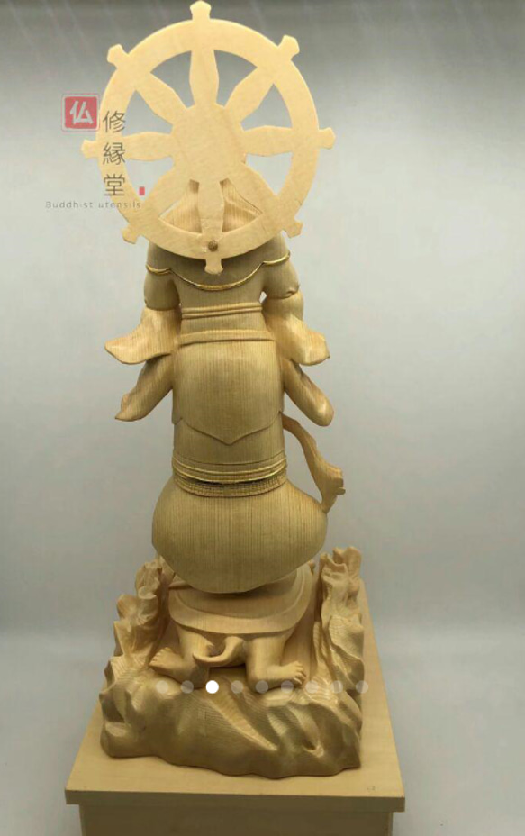 最高級 木彫り 仏像 北辰妙見菩薩立像 彫刻 本金 切金 天然木檜材 F 6枚目の画像