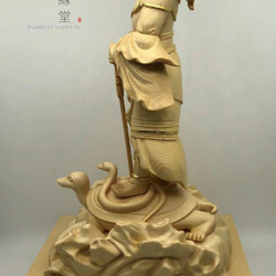 最高級 木彫り 仏像 北辰妙見菩薩立像 彫刻 本金 切金 天然木檜材 F 5枚目の画像